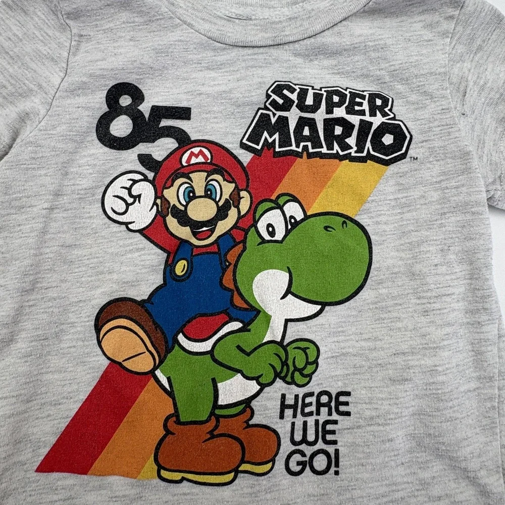 Super Mario Shirt Boys 9-12M Gray Yoshi Here We Go 85 Graphic‎ Print Tee Top